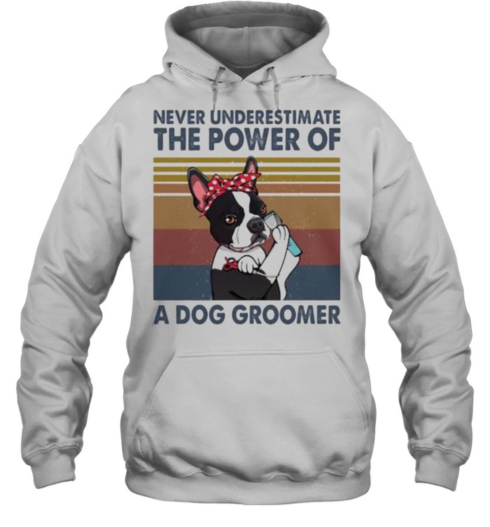 Never underestimate the power of a dog groomer vintage shirt Unisex Hoodie