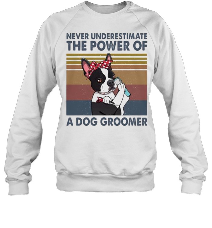 Never underestimate the power of a dog groomer vintage shirt Unisex Sweatshirt