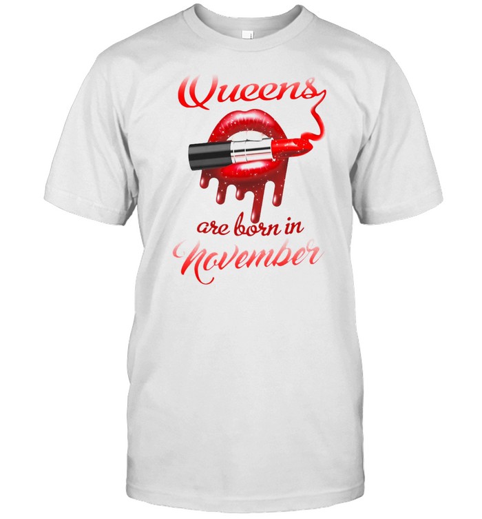 Queens Are Born In November Red Lip Lipstick Classic Men's T-shirt