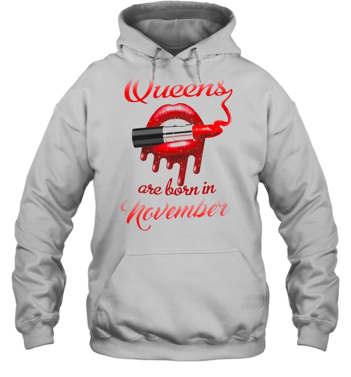 Queens Are Born In November Red Lip Lipstick Unisex Hoodie