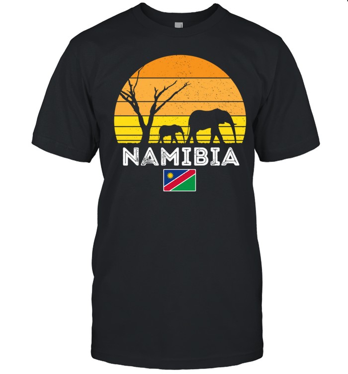 Namibia Elephant Safari Vintage Sonnenuntergang Wüste Afrika Langarmshirt shirt Classic Men's T-shirt