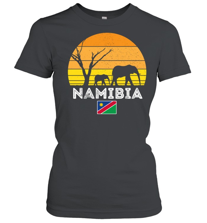 Namibia Elephant Safari Vintage Sonnenuntergang Wüste Afrika Langarmshirt shirt Classic Women's T-shirt
