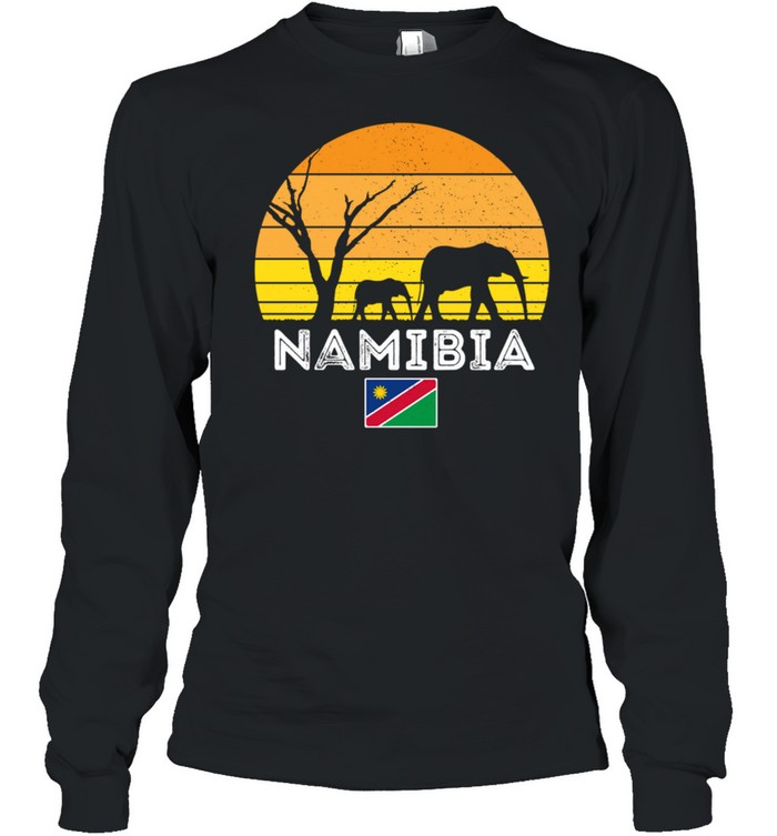 Namibia Elephant Safari Vintage Sonnenuntergang Wüste Afrika Langarmshirt shirt Long Sleeved T-shirt