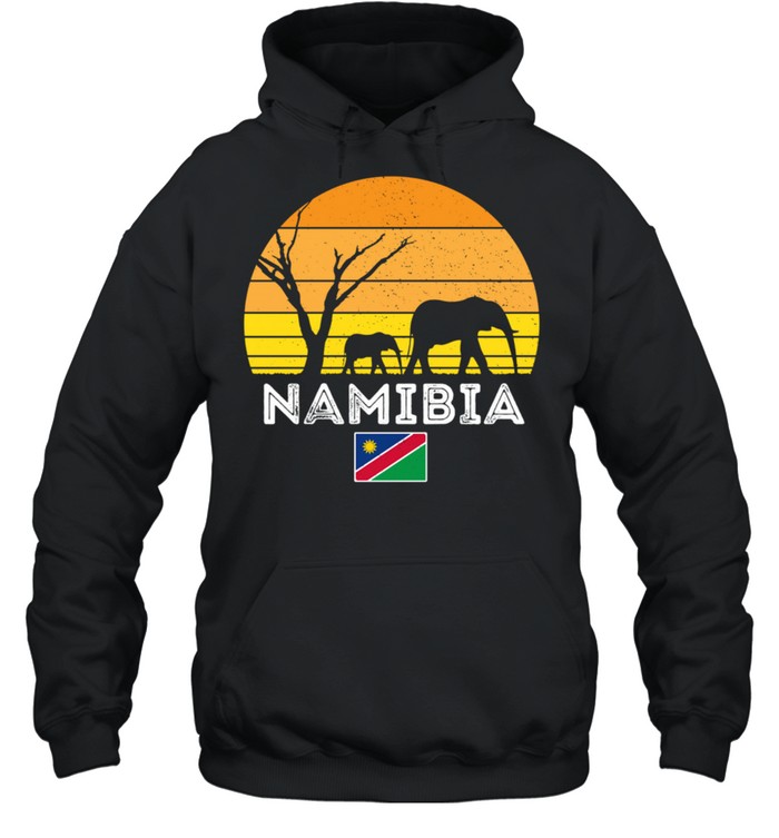 Namibia Elephant Safari Vintage Sonnenuntergang Wüste Afrika Langarmshirt shirt Unisex Hoodie