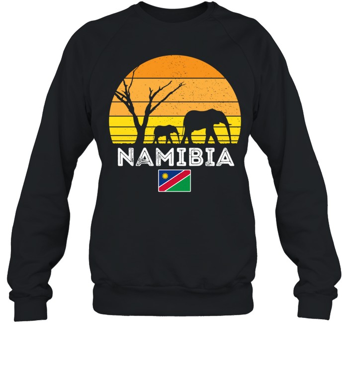 Namibia Elephant Safari Vintage Sonnenuntergang Wüste Afrika Langarmshirt shirt Unisex Sweatshirt