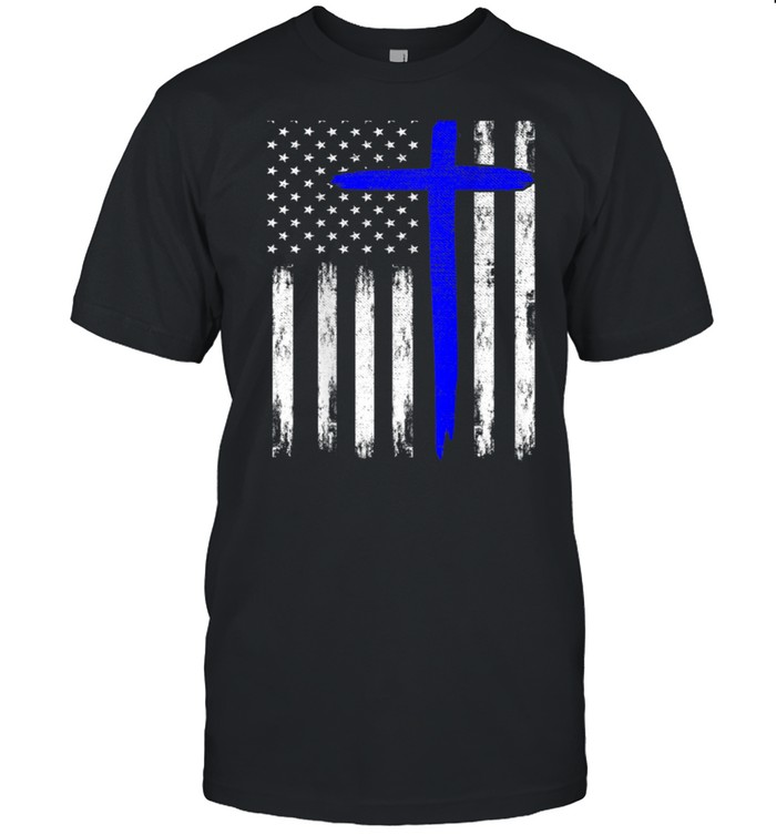 Best Blue Cross Ever With Us American Flag On Back shirt Classic Men's T-shirt