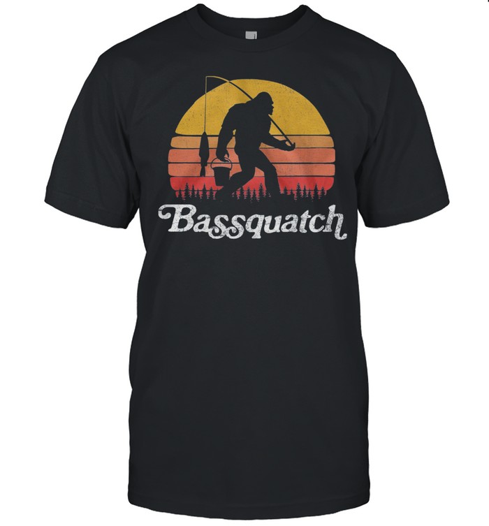 Bigfoot Fishing Bassquatch Vintage Retro shirt