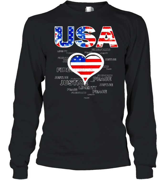 4th of July USA American flag Fireworks T- Long Sleeved T-shirt