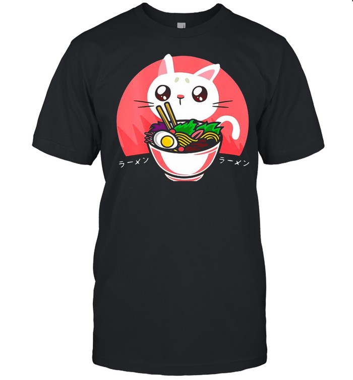 Anime Cat Kawaii Japanese Ramen Noodles T-shirt Classic Men's T-shirt