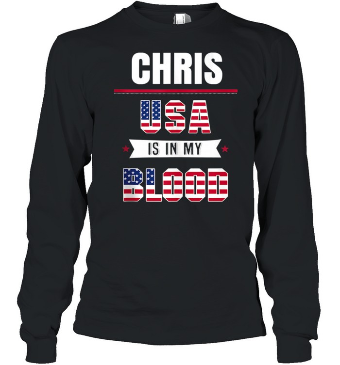 Mens USA Is In My Blood Chris Patriotic shirt Long Sleeved T-shirt