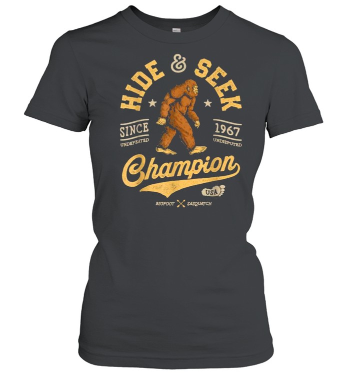 Hide And Seek Champion Funny Bigfoot Sasquatch Retro T- Classic Women's T-shirt