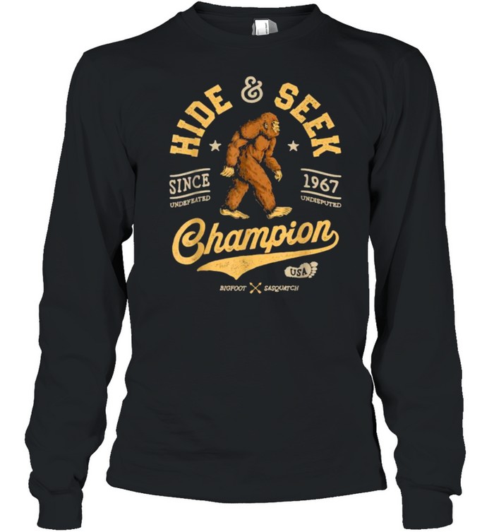 Hide And Seek Champion Funny Bigfoot Sasquatch Retro T- Long Sleeved T-shirt