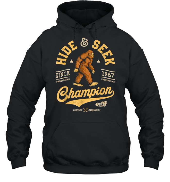 Hide And Seek Champion Funny Bigfoot Sasquatch Retro T- Unisex Hoodie