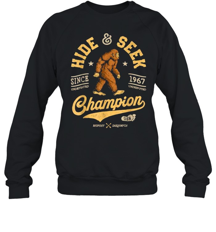 Hide And Seek Champion Funny Bigfoot Sasquatch Retro T- Unisex Sweatshirt