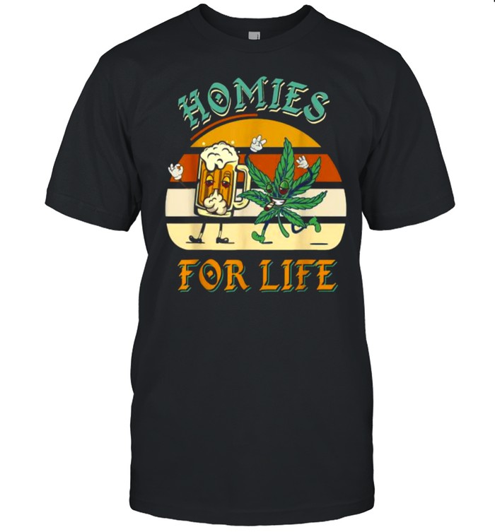 Homies For Life Beer Drink Meditate Cannabis Vintage T- Classic Men's T-shirt