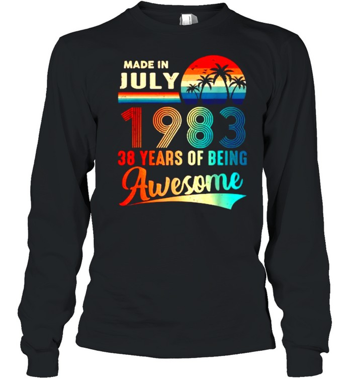 Made in July 38 Years Of being Awesome Vintage 38th Birthday T- Long Sleeved T-shirt