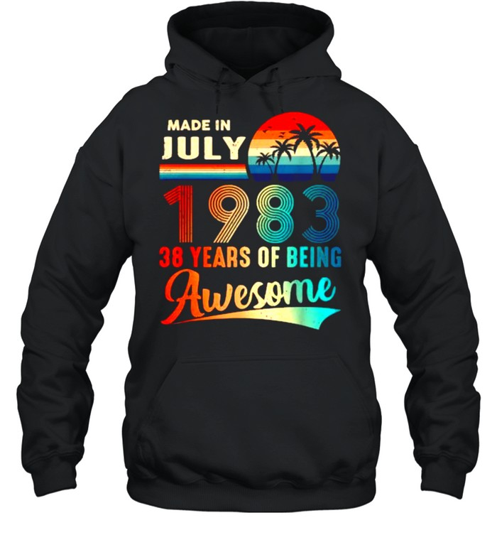 Made in July 38 Years Of being Awesome Vintage 38th Birthday T- Unisex Hoodie