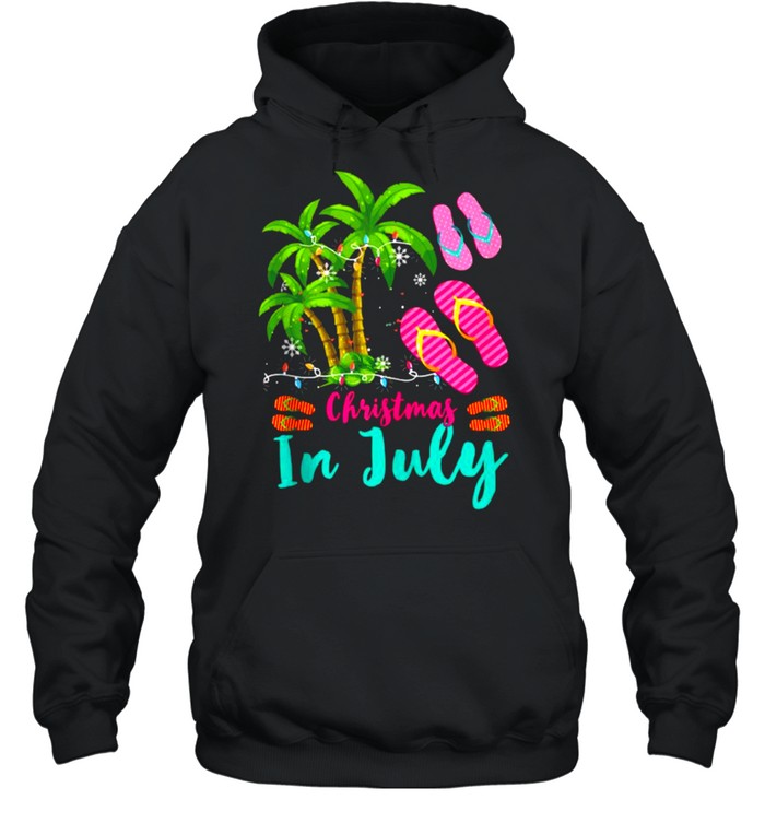 Christmas In July Ugly Christmas Flip Flops Summer Vacation T- Unisex Hoodie