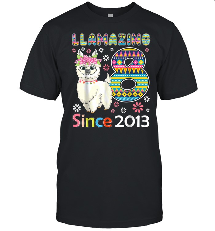 Llamazing I'm 8 year old Girl Theme 8th Birthday Farm shirt Classic Men's T-shirt