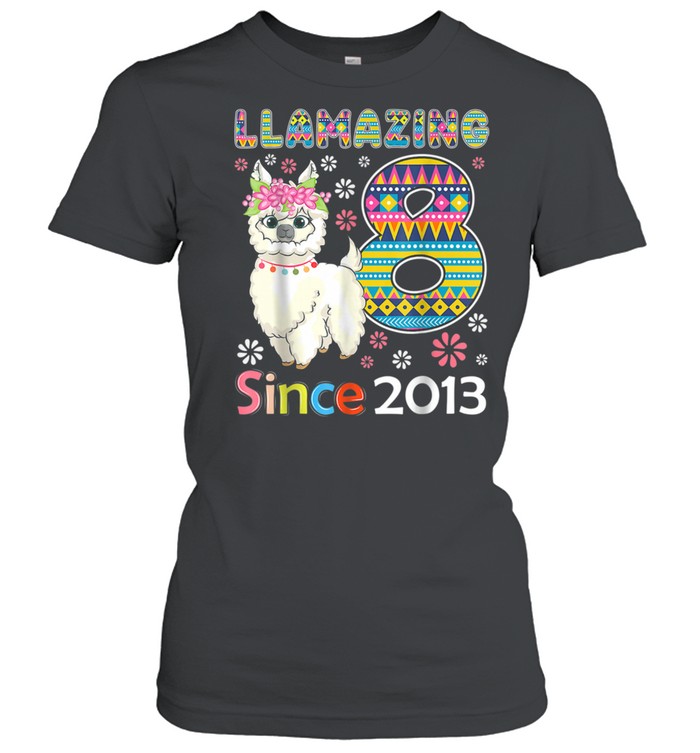 Llamazing I'm 8 year old Girl Theme 8th Birthday Farm shirt Classic Women's T-shirt