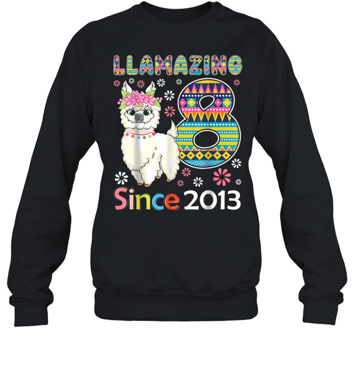 Llamazing I'm 8 year old Girl Theme 8th Birthday Farm shirt Unisex Sweatshirt