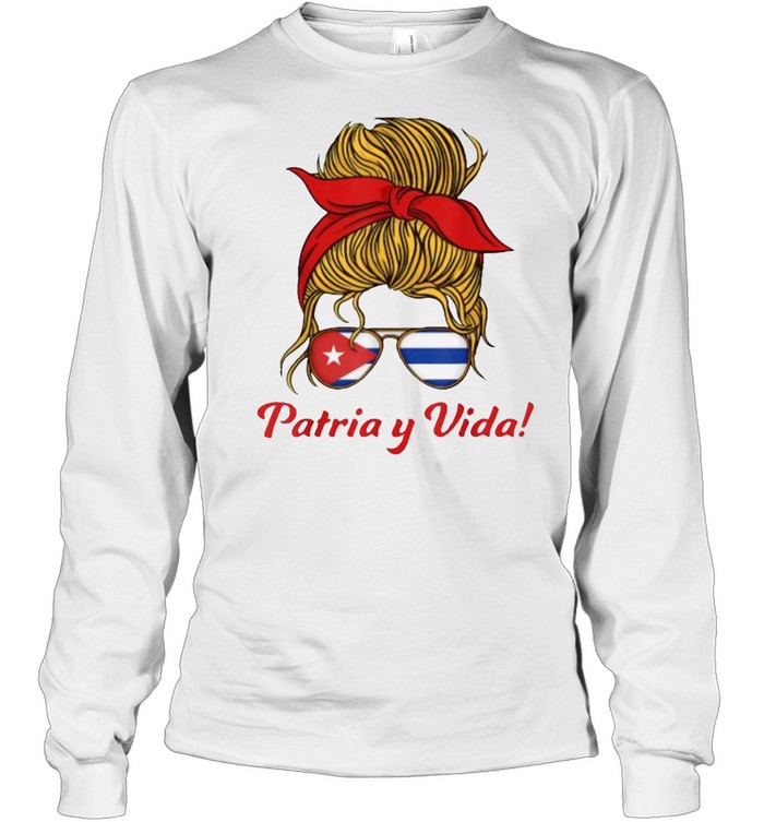 Patria Y Vida SOS Cuba Woman Sunglasses Cuba Flag T- Long Sleeved T-shirt