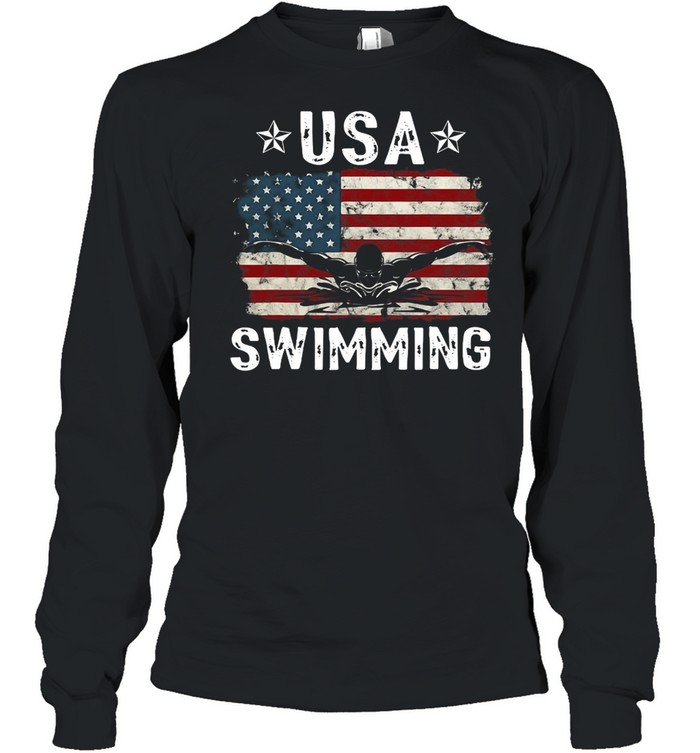 Team Retro Support USA Swimmer Vintage Long Sleeved T-shirt