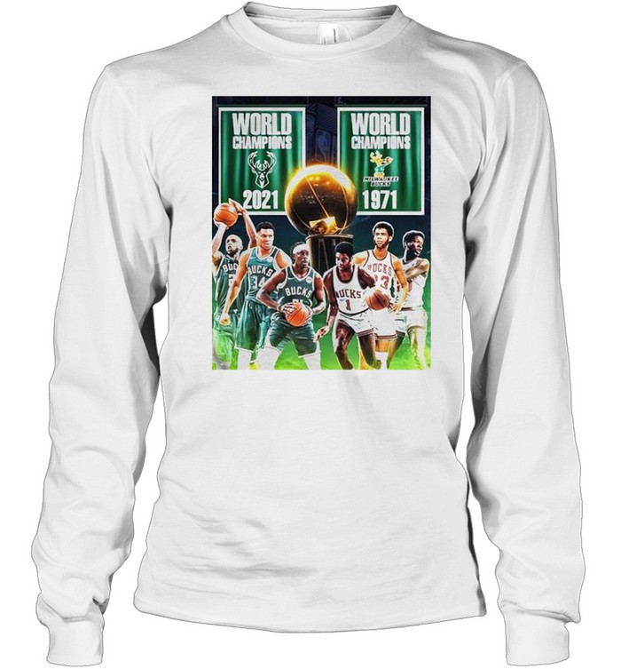 1971 2021 Milwaukee Bucks 2x World Champions NBA shirt Long Sleeved T-shirt