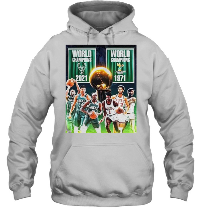 1971 2021 Milwaukee Bucks 2x World Champions NBA shirt Unisex Hoodie