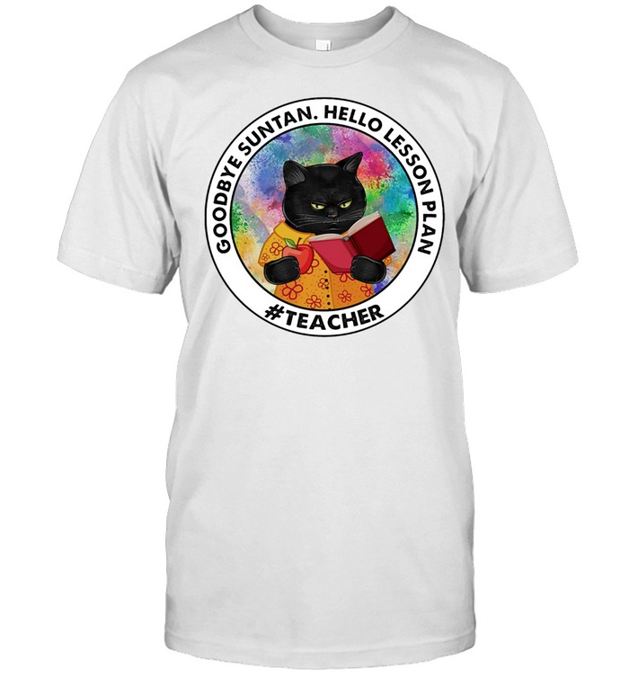 Black Cat Goodbye Suntan Hello Lesson Plan Teacher shirt Classic Men's T-shirt