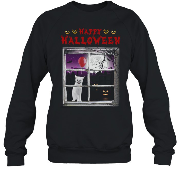 Cat sit next to window happy halloween shirt Unisex Sweatshirt