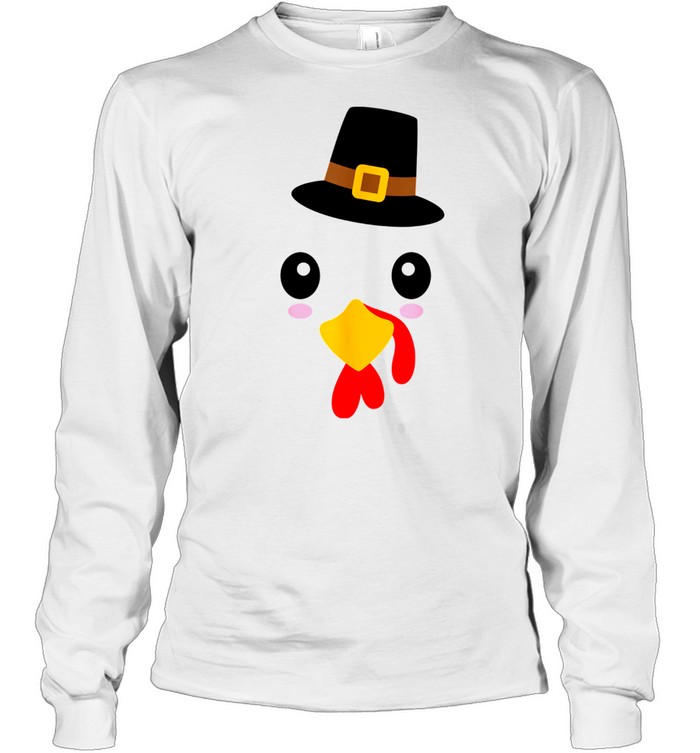 Turkey Face Thanksgiving Fall Joke Humor shirt Long Sleeved T-shirt