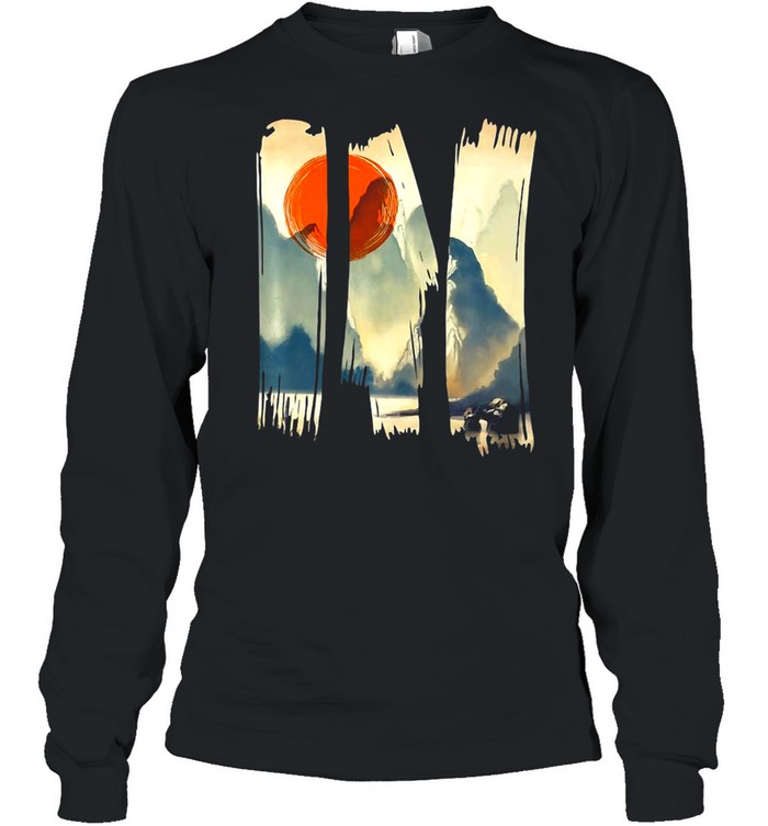 Asian Landscape Beautiful Print Graphic Urban Style T-shirt Long Sleeved T-shirt