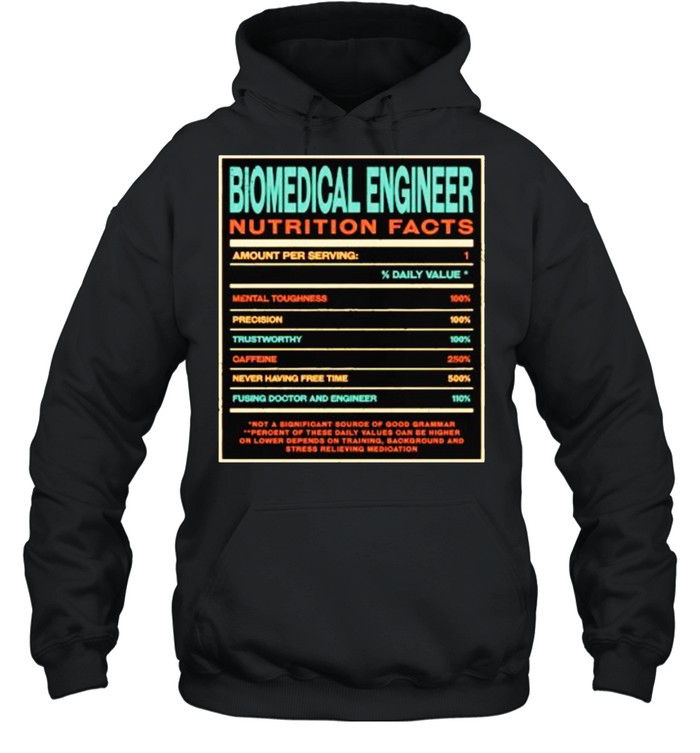 Biomedical Engineer Nutrition Facts Funny Engineering T- Unisex Hoodie