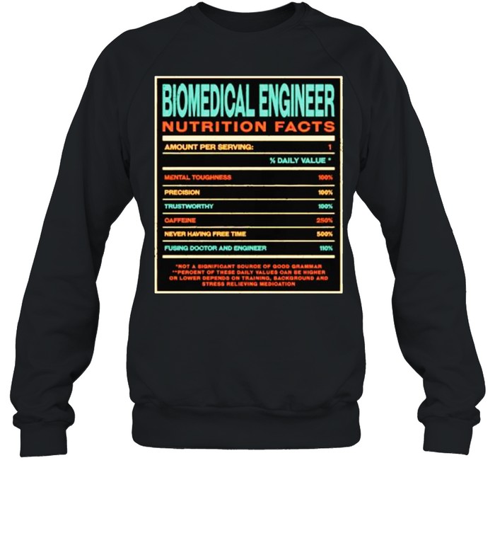 Biomedical Engineer Nutrition Facts Funny Engineering T- Unisex Sweatshirt