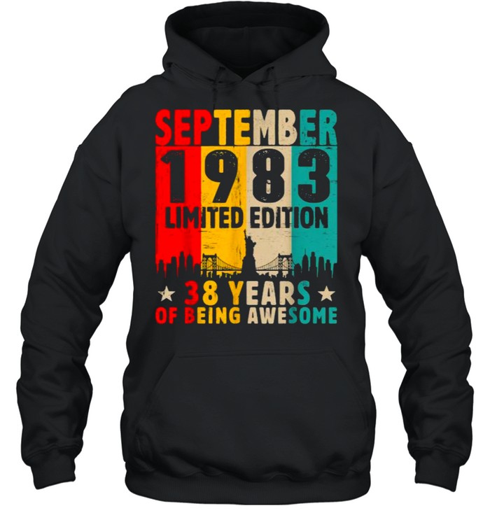 Born In September 1983 Limited Edition 38 Years Of Being Awesome Vintage T- Unisex Hoodie