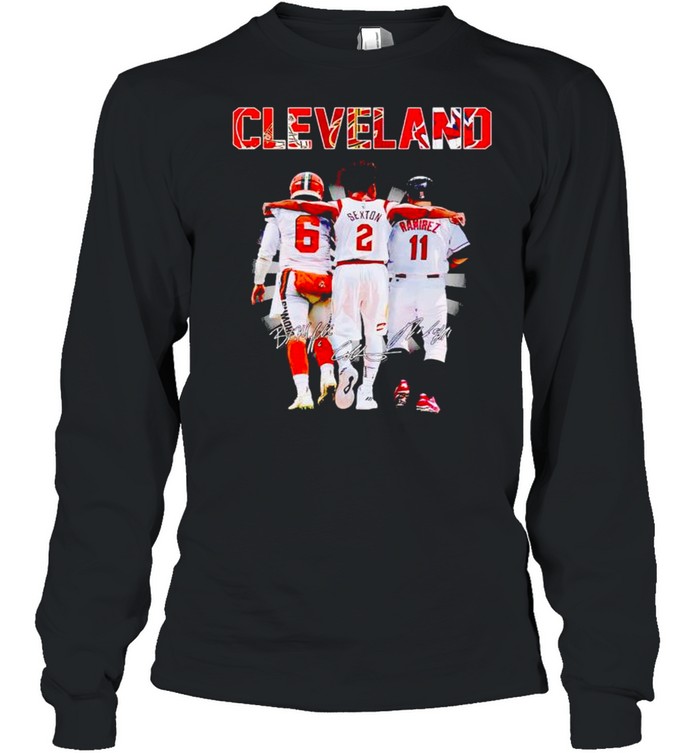 Cleveland best players Mayfield Sexton Ramirez signatures shirt Long Sleeved T-shirt