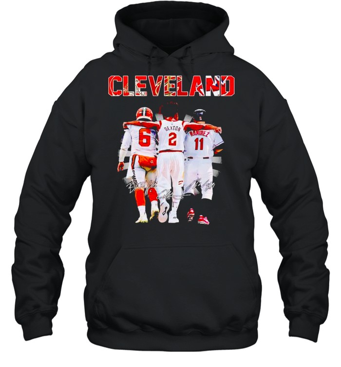 Cleveland best players Mayfield Sexton Ramirez signatures shirt Unisex Hoodie