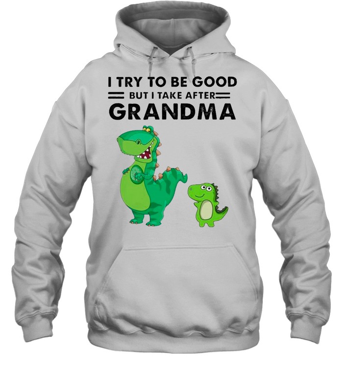 Dinosaurs I Try To Be Good But I Take After Grandma shirt Unisex Hoodie