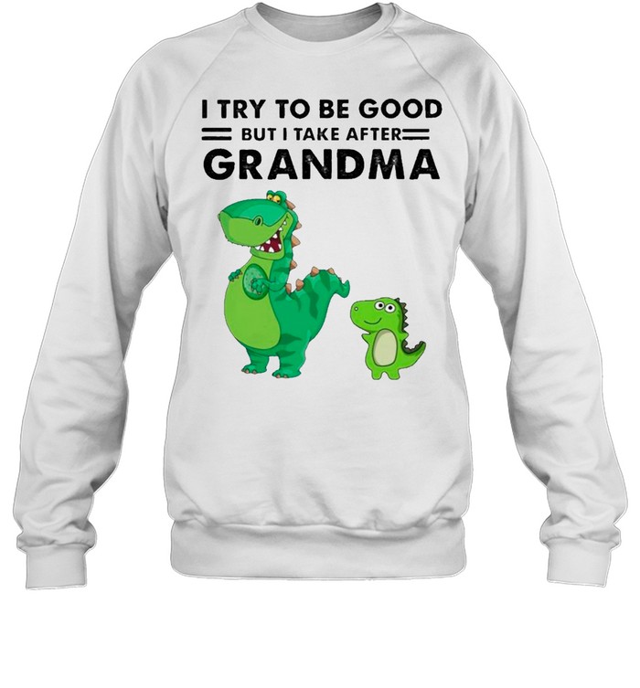 Dinosaurs I Try To Be Good But I Take After Grandma shirt Unisex Sweatshirt