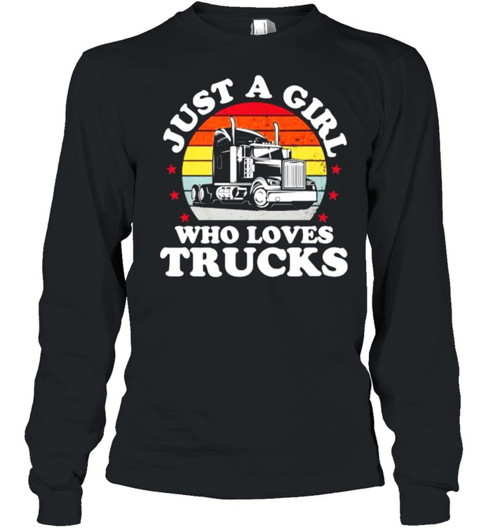 Just a girl who loves trucks vintage T- Long Sleeved T-shirt