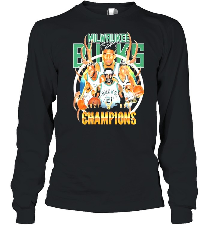 Milwaukee bucks champions 2021 signature shirt Long Sleeved T-shirt