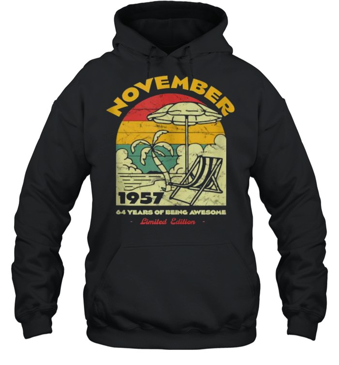 November 1957 64 Years of Being Awesome Birthday Vintage T- Unisex Hoodie