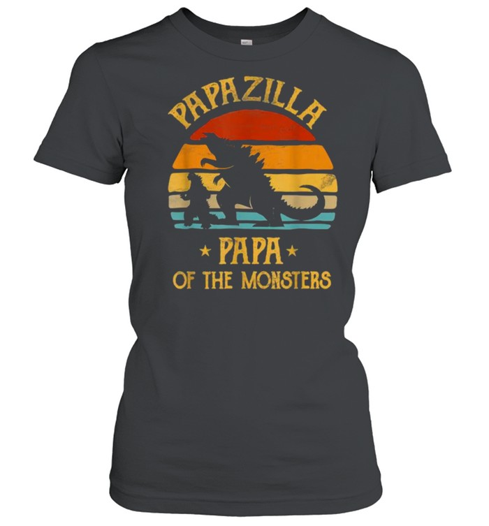 Papazilla Papa Of Monsters Grandpa Halloween Christmas Vintage T- Classic Women's T-shirt