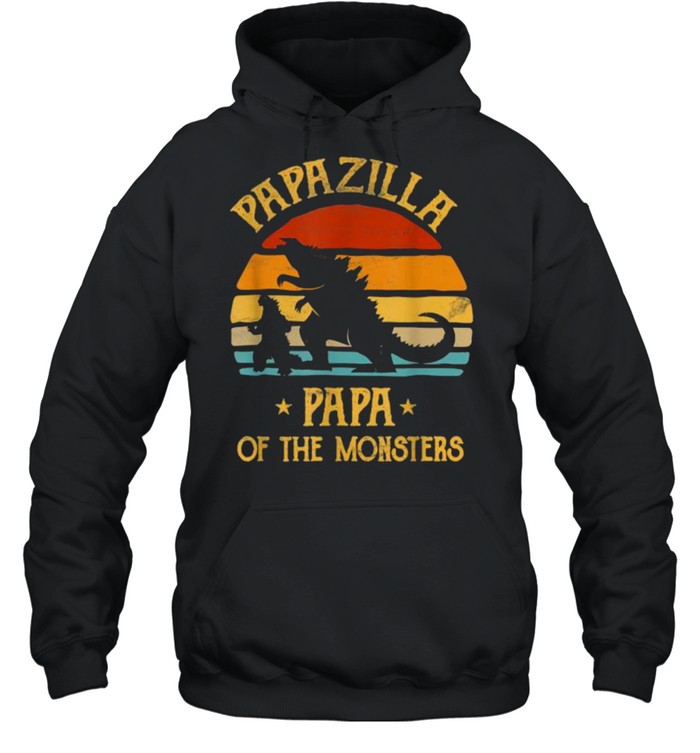 Papazilla Papa Of Monsters Grandpa Halloween Christmas Vintage T- Unisex Hoodie