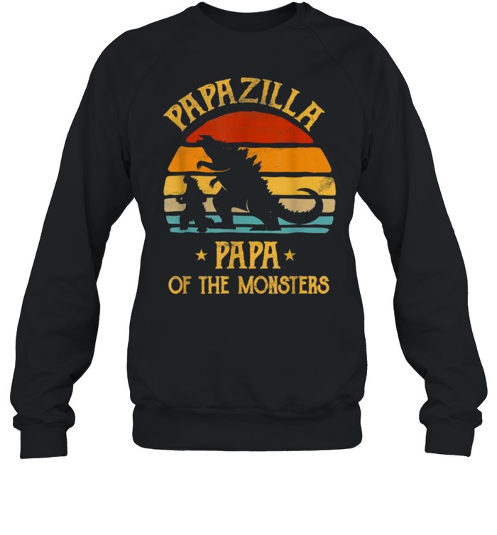 Papazilla Papa Of Monsters Grandpa Halloween Christmas Vintage T- Unisex Sweatshirt