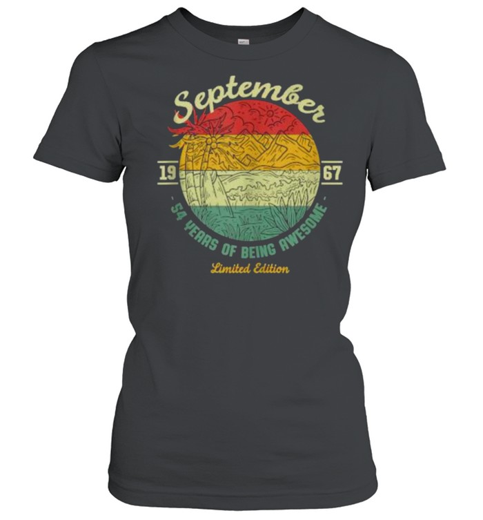 September 1967 54 Years of Being Awesome Birthday Sunset T- Classic Women's T-shirt