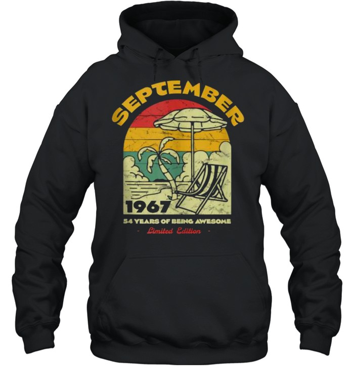 September 1967 54 Years of Being Awesome Birthday Vintage T- Unisex Hoodie