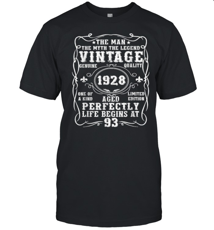 The Man Myth Legend Vintage 1928 Aged Perfectly Life Begins At 93 T- Classic Men's T-shirt