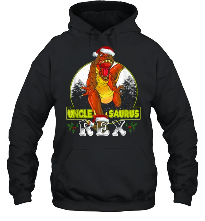 Uncle Saurus T Rex Christmas Santa Hat Dinosaur T- Unisex Hoodie